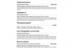 Kino Měnín - program listopad